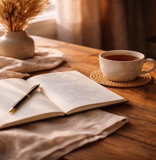 Taza y escritura vivir en calma Jud Cano